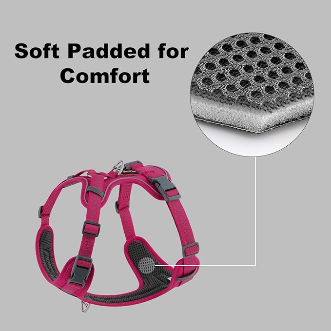 Plutus Pet No Pull Dog Harness, Release at Neck, Soft Padded, Reflective Adjustable Dog Vest Harness for Small, Medium, Large Dogs(Hot Pink, S)