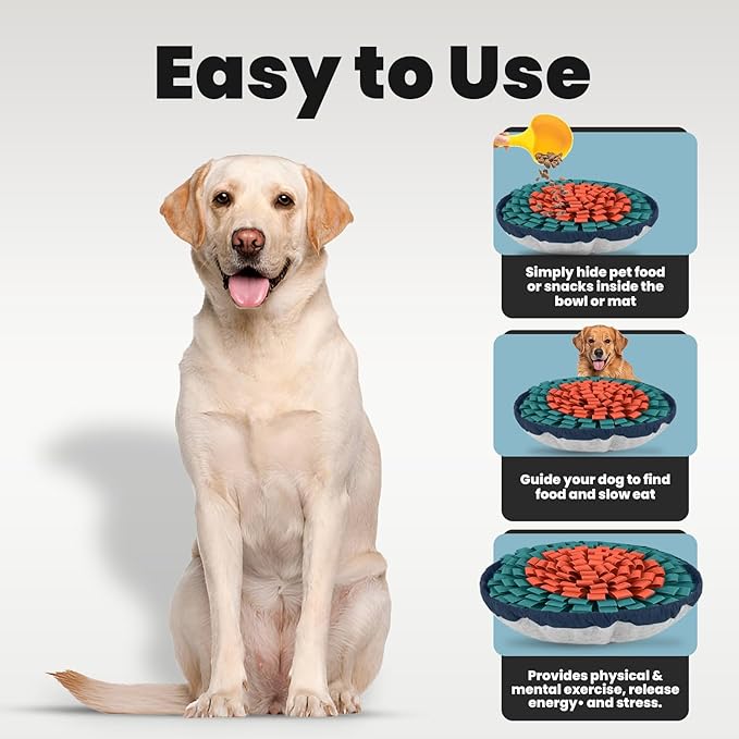 PET ARENA Snuffle Mat for Dogs - Adjustable Interactive Puzzle Toy for Large & Small Breed Slow Feeder for Mental Stimulation & Stress Relief Encourages Natural Foraging Ideal for Indoor & Outdoor Use