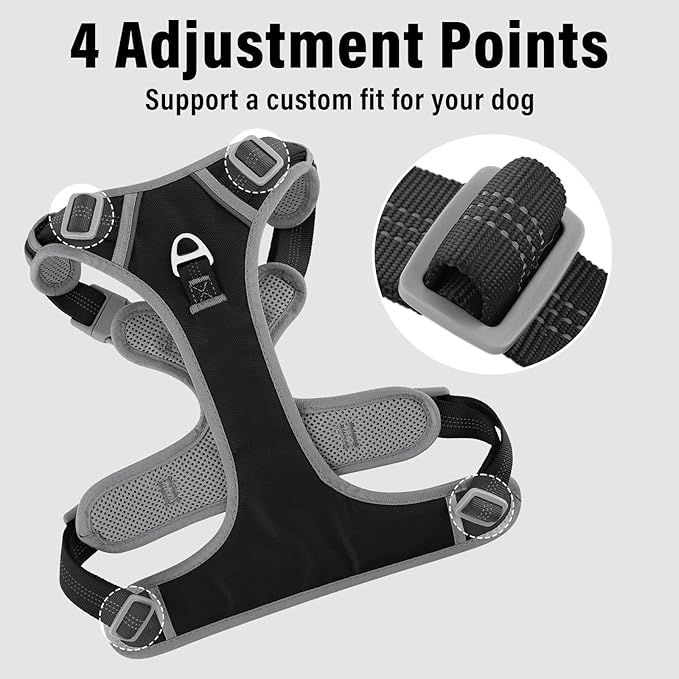 Plutus Pet No Pull Dog Harness, Release at Neck, Reflective Adjustable Dog Vest Harness, Easy Control Handle for Walking, for Small Medium Large Dogs, Black, M