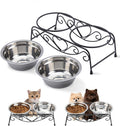 Small Dog Bowls with Metal Stand for Small Breeds Cats and Puppies 3.4 Inch Fixed Height Elevated Feeder with 2 Removable Stainless Steel Bowls