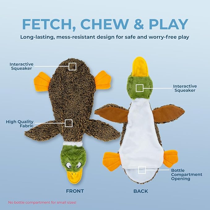 Best Pet Supplies Squeaky Dog Toys with Soft Durable Fabric for Small, Medium and Large Pets Interactive Toy for Indoor Play, Supports Active Biting and Play - 1Wild Duck, Large