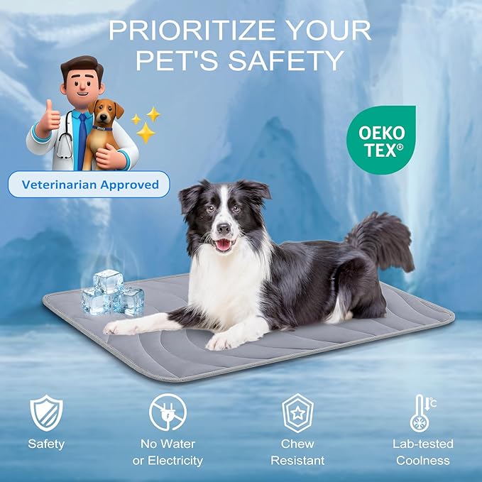 Cozyide Dog Cooling Mat, Extra Large Cooling Mat for Dogs, Reversible Pad for Pet, 40" L x 28" W, Dark Grey