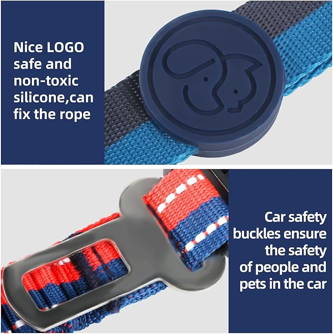 ‌EVERKING 6ft Hands-Free Dog Leash - 6-in-1 Adjustable with 360° Rotating Buckle, Night Reflective & Shock Absorbing for Large/Small Dogs (Up to 120lbs) (Dark Blue)