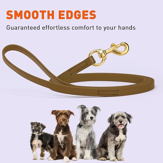 Viper Biothane K9 Working Dog Leash Waterproof Lead for Tracking Training Schutzhund Odor-Proof Long Line with Solid Brass Snap for Puppy Medium and Large Dogs, 15ft Coyote Brown