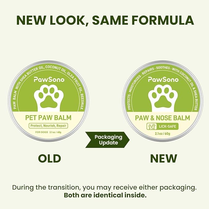 (2.1 oz*2) Lick-Safe Dog Paw & Nose Balm with Coconut Oil | Winter Road Salt & Cold Pavement Protector | All-Natural Moisturizer & Soother for Dry, Cracked Pads & Snout, Nose Butter for Bulldogs