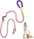Double Dog Leash No Tangle, Adjustable Split Leads Dual Pet Walking Leash with Comfortable Padded Handle for Two Dogs, Hands - Free Dual Leashes for Small/Medium Pets (Pink, Double Leashes)