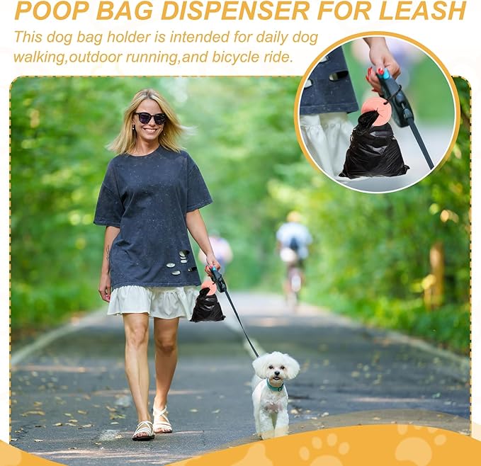 Dog Poop Bag Clip, Dog Poop Bag Holder Round for Dispenser Carrier Hands-Free Lightweight Durable PVC, (Black, 5 Pcs), Intended for Leash/Pet Waste Bag