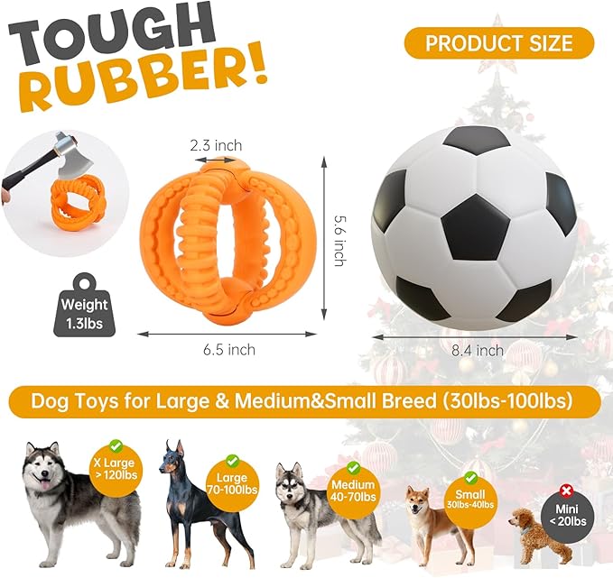 Dog Toys for Aggressive Chewers Indestructible Dog Toys Durable Dog Chew Toys for Large/Medium Breed, Real Bacon Flavored Best Dog Toys to Keep Them Busy (Large, Turkey)