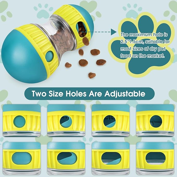 ETACCU Dog Puzzle Toy Adjustable Treat Dispensing Ball Slow Feeder Food Dispenser Balls Puppy Enrichment Training Toy Pet Interactive Chase Toys for Small Medium Large Dogs Keep Busy