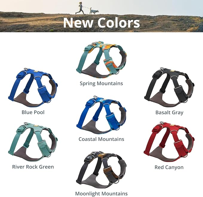 Ruffwear, Front Range Dog Harness, Reflective Soft Padded Everyday Harness with Dual Leash Clips, Adjustable and Lightweight Fit for Training or Walking for All Dogs, Coastal Mountains, Medium