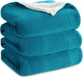 Bedsure GentleSoft Sherpa Fleece Blanket Queen Size for Bed, Non-Heated, Thick and Warm Throw for Women and Men, Soft Fuzzy Plush Queen Blanket for Winter, Teal, 90x90 Inches