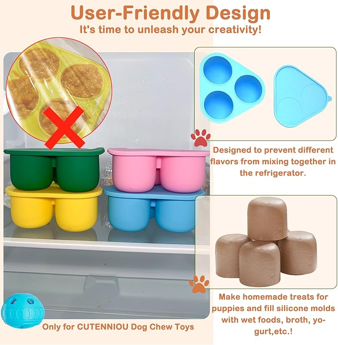 2 in 1 Interactive Dog Toy and Silicone Tray with Lid, Dog Enrichment Toys for Large Dogs 25-75 lbs, Freezable Dogs Chew Toy to Keep Them Busy, Frozen Treat Dispensing for Slow Food Training