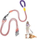 Double Dog Leash No Tangle, Adjustable Split Leads Three Pet Walking Leash with Comfortable Padded Handle for Three Dogs, Hands - Free Three Leashes for Small/Medium Pets (Pink, Three Leashes)