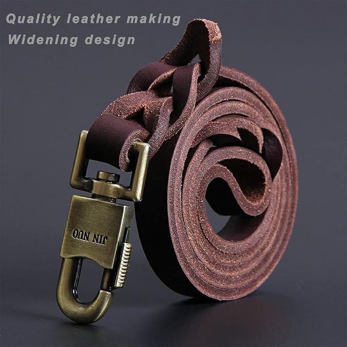 Leather Heavy Duty Dog Leash, 3ft Upgrade Widen Clip Braided Dog Leash Brown Long Waterproof Training Leather Dog Leashes Suitable for Small Medium and Large Dogs (Rope)
