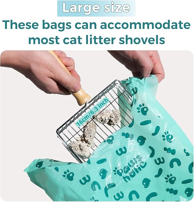 Cat Litter Disposal Bags and Dog Poop Bags with Handle,Cornstarch Based Extra Thick and Guaranteed Leak Proof Poop bags for Kitty and Doggy(180 Count 1.1 Gallon,Lavender Scent)