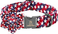 Lionheart glory American Flag Dog Collar 4 of July Dog Collars with Flower Independence Patriotic Dog Flower Collars Heavy Duty Adjustable Collar Flower for Large Dogs Pet Gift