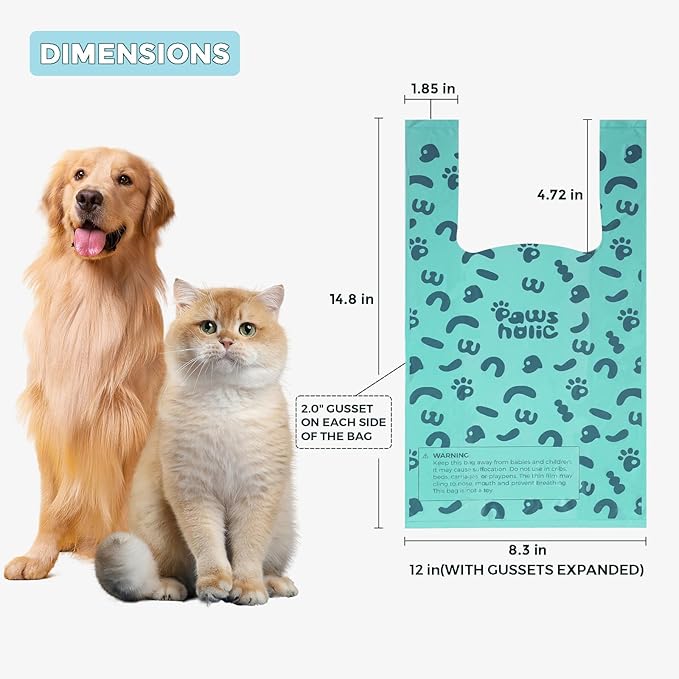Cat Litter Disposal Bags and Dog Poop Bags with Handle,Cornstarch Based Extra Thick and Guaranteed Leak Proof Poop bags for Kitty and Doggy(180 Count 1.1 Gallon,Lavender Scent)