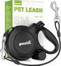 26ft Dog Leash Retractable with Chew Proof Extender, Upgraded Heavy Duty Retractable Dog Leash with Poop Bag Holder,Anti-Slip Grip, Reflective Leashes for Medium Large Pets 33lbs-110lbs (Black)
