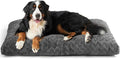 EHEYCIGA XXL Washable Dog Bed for Crate 47x29 Inch, Reversible Kennel Pad for Extra Large Dogs Weight Up to 100 lbs, Plush and Comfy Pet Sleeping Mat, Charcoal