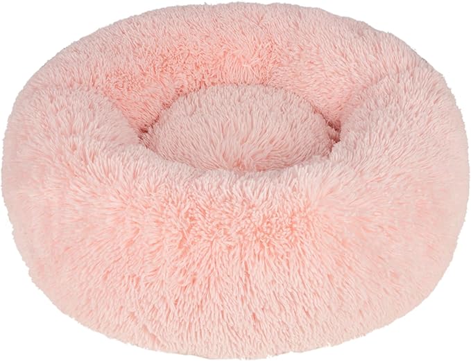Best Pet Supplies Dog House Bed Crate Mat Tent Indoor Round Soft Plush for Small, Medium, and Large Breeds - Pink, 24 x 24 x 7
