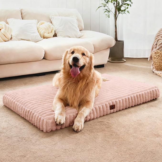 Dog Beds for Extra Large Sized Dog, Orthopedic Pet Bed with Waterproof Lining, Soft Short Plush Surface & Egg Crate Foam, Machine Washable Pet Mat with Removable Cover & Anti Slip Bottom