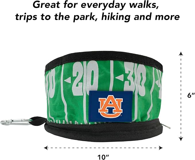 Pets First NCAA Auburn Tigers Collapsible Dog Travel Bowl Set, 2 Pack Food & Water Bowls for Dogs, Best Portable & Lightweight Leak-Proof Dog Bowls for Travel