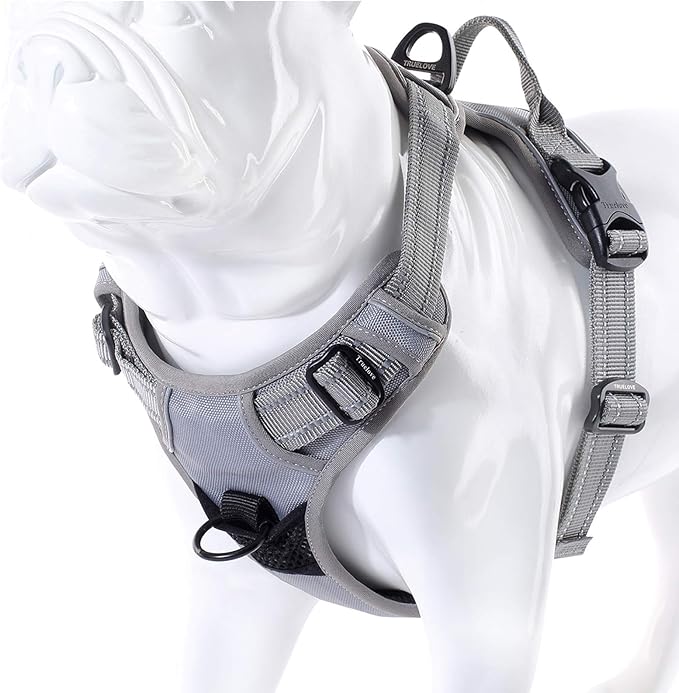 Truelove No Pull Dog Harness with Easy Control Handle and 2 Leash Attachments ,Reflective Adjustable Pet Vest