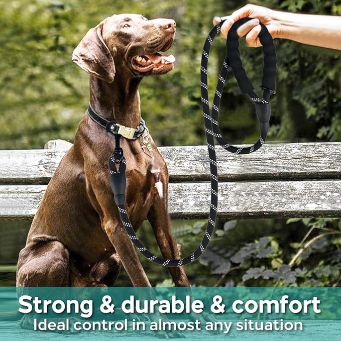 COOYOO Dog Leash 6 FT Heavy Duty - Comfortable Padded Handle - 1/2 inch Reflective Dog Leash for Medium Large Dogs with Poo Bag Dispenser