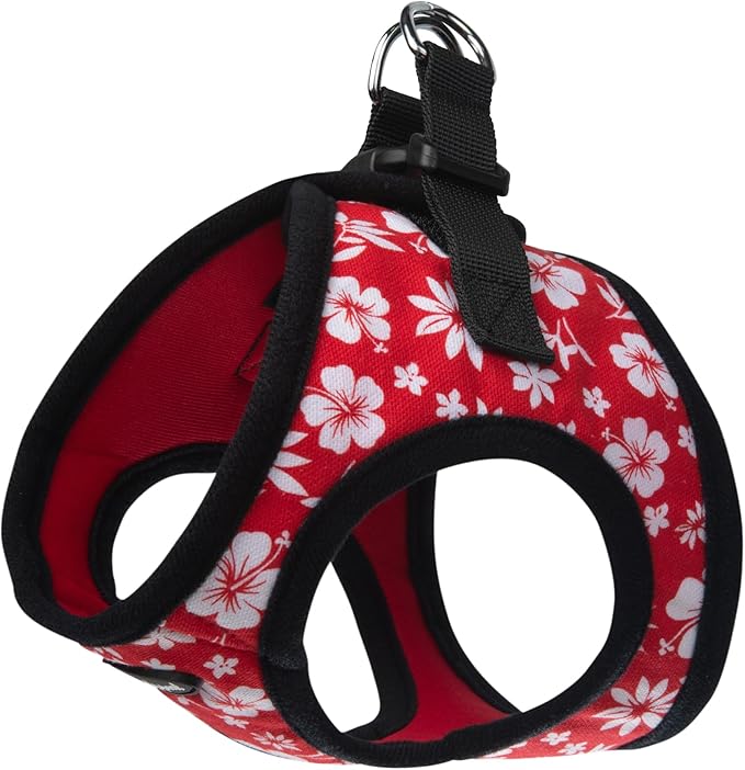 Bark Appeal Red Hibiscus Step-in Dog Harness for Large to X-Large Sized Pets – Updated Sizing, Re-Measuring is Essential – Soft Vest Harness – Anti-Choke with Adjustable Strap & Heavy Duty Clip – XL