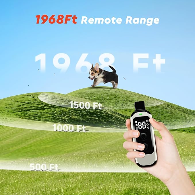 Small Dog Training Collar with Remote, Shock Collar for Small Dogs 5–15lbs & Medium Large Dogs, 3 Modes, Waterproof, Rechargeable, 1968ft Range (White)