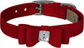 Susan Lanci Designs Ultrasuede Premium Dog Collar with Big Bow, Red, X-Large
