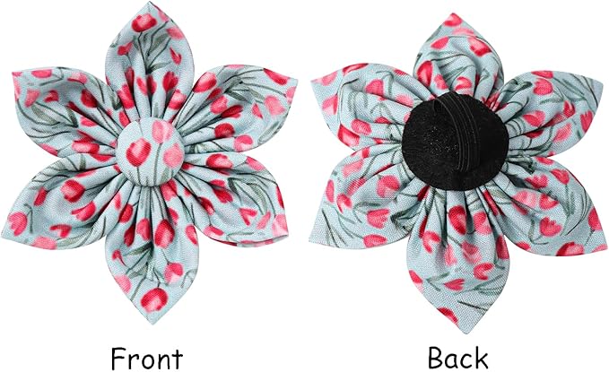 Lionet Paws Design Dogs Collar Cute Adjustable Flower Dog Collars for Girl Female Small Medium Dogs with Tulips S