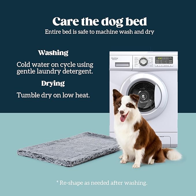Stoutwool Indestructible Dog Bed - Fluffy Chew Proof Dog Crate Pad - Tough Kennel Pad for Aggressive Chewers - Washable, Ideal for Medium Breeds & Fits 30-Inch Crate - 29"x18", Charcoal