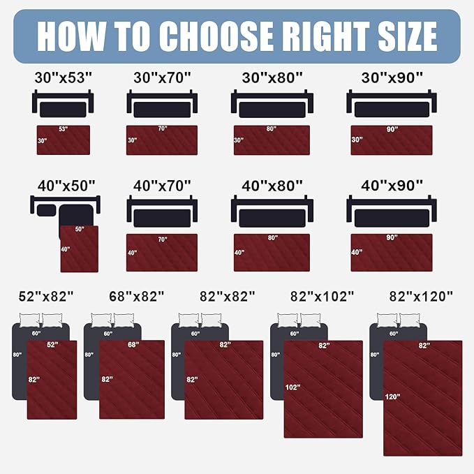 Smiry Waterproof Dog Bed Cover Pet Blanket, Soft Washable Dog Blanket for Furniture Bed Couch Sofa Reversible, Checkered (68"x82", Wine Red/Beige)