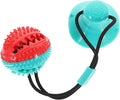 NOLITOY Interactive Suction Cup Dog Chew Toy, Rubber Tug Ball Puppy Chew Squeaky Toy for Aggressive Chewers