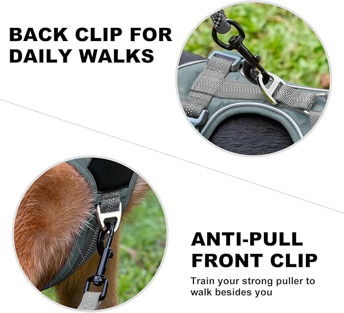 Plutus Pet No Pull Dog Harness, Release at Neck, Soft Padded, Reflective Adjustable Dog Vest Harness for Small, Medium, Large Dogs(Gray, S)