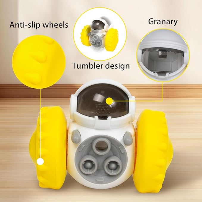GRETEGO G&GO Dog/Cat Interactive Slow Feeder Puzzle Toy, Cognitive Dog Toys, Dog Treat Dispenser Toy, Interactive Pets Toys for Indoor, Treat Dispensing Dog Toys, Slow Eating Dog Bowl (Yellow)