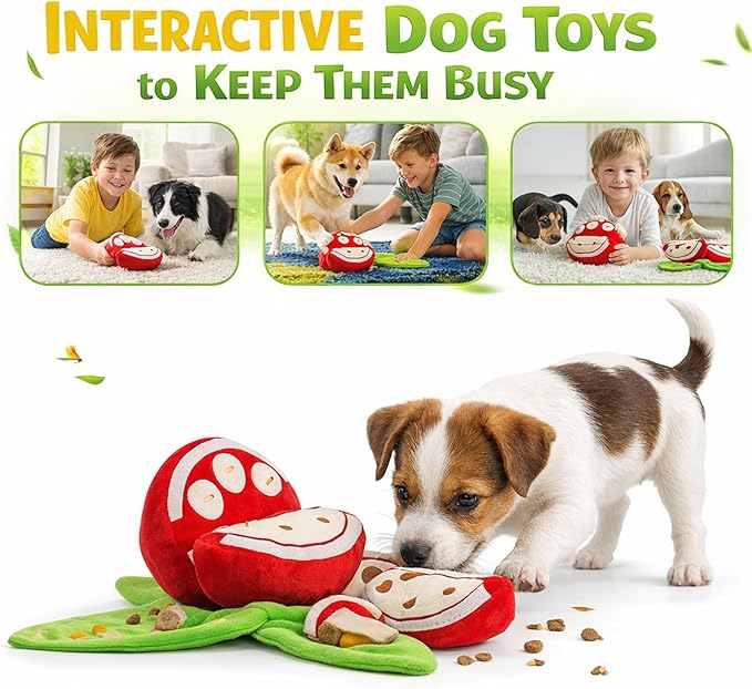 Orange Hide and Seek Plush Dog Toy, Easy to Clean Snuffle Watermelon Hide and Seek Dog Toy with Crinkle Paper, Interactive Puzzle Toys for Small, Medium & Large Dogs (Watermelon)
