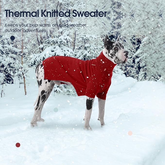 IECOii XL Dog Sweater,Winter Doggy Clothes for Large Dogs Girl Boy,Warm Pullover Xmas Dog Sweater Turtleneck,Lightweight & Good Stretch for Active Dogs Like Beagle,Border Collie (Red,XLarge)