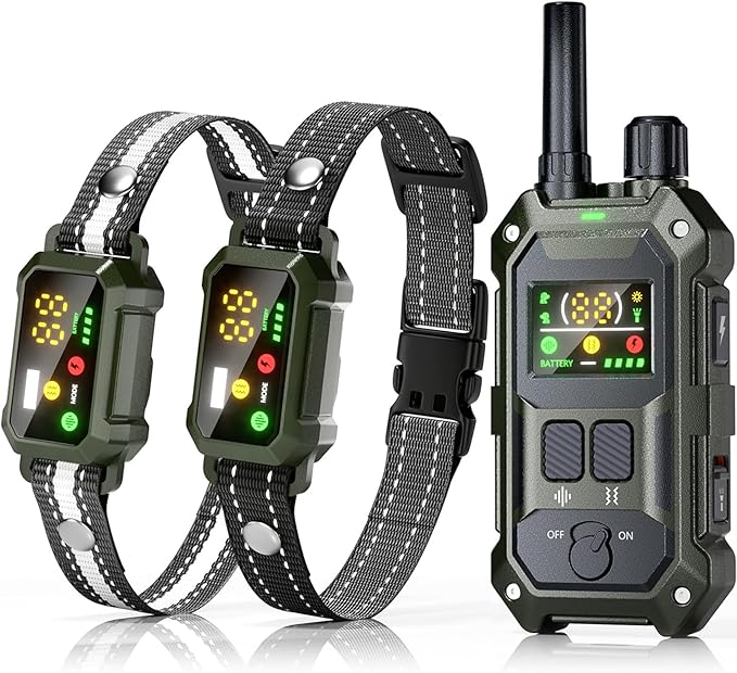 BLACKDOG Military Dog Shock Collar 2 Dogs (5-150lbs) - 4200ft Dog Training Collar with Remote, 4 Training Modes, Flashlight&Strobe, 90-Day Battery, IP67 Waterproof Dog E Collar for All Breeds (Green)