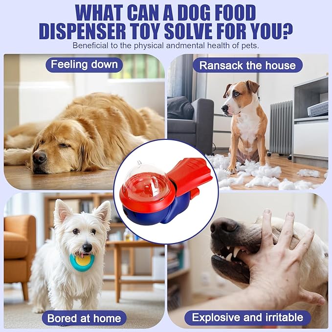 Pet Food Dispenser Toy Slow Feeder Puzzle Toy for Dogs & Cats, Interactive Treat Ball for Boredom, Anxiety Relief and Mental Stimulation (Blue)
