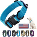 Heavy Duty Tactical Dog Collar Adjustable Nylon Pet Collars Quick Release Buckle with 2 D-Rings Patch for Medium, Large Dogs (Sky Blue, Size M)