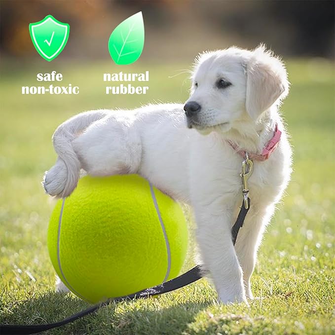Large Dog Tennis Ball - Giant 9.5" Interactive Puzzle Toy With Pump and Needle for Small, Medium, Large Dogs (Yellow)