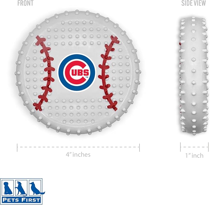 Pets First MLB Chicago Cubs Hard-Nylon Bacon-Flavored Baseball Chew Toy, Indestructible Dog and Cat Chewy Toy, Tug, Fetch Toy, Sporty Fun Toy for Dogs