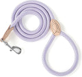 Mile High Life Rope Leash with Genuine Leather Connection, 6 FT/5 FT/4 FT, Heavy Duty Leash for Small Medium & Large Dogs (Purple,48 Inch)