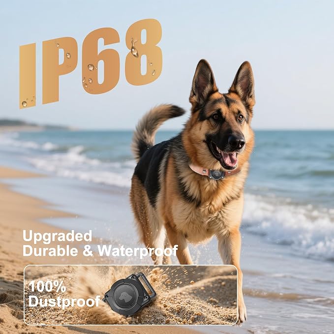 Leather AirTag Dog Collar - IPX8 Waterproof Dog Collar with AirTag Holder|Reflective, High - End, Adjustable Soft Padded |Dog GPS Collar Tracker Fit for Medium Large Dogs (Mahogany Brown, XL)