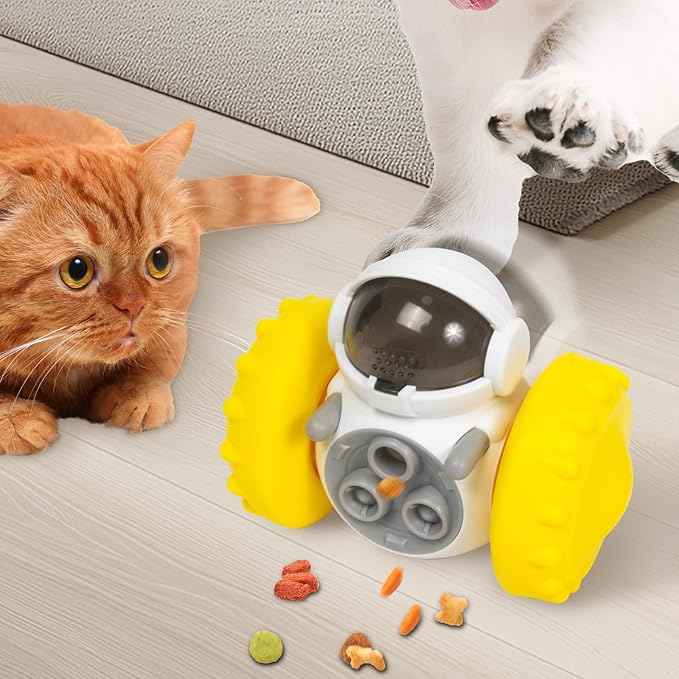 GRETEGO G&GO Dog/Cat Interactive Slow Feeder Puzzle Toy, Cognitive Dog Toys, Dog Treat Dispenser Toy, Interactive Pets Toys for Indoor, Treat Dispensing Dog Toys, Slow Eating Dog Bowl (Yellow)