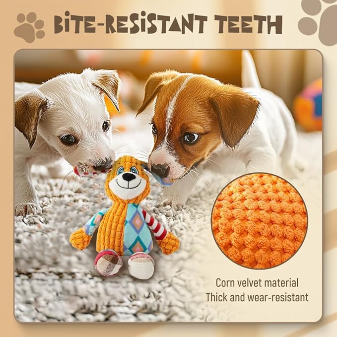 Indestructible Dog Toy, 2026 New Durable Squeak Dog Toys Stuffed Plush, Dog Toy with Squeaker, Squeaky Chew Toy for Small Medium Large Dogs Puppy Teething Toys (Fox)