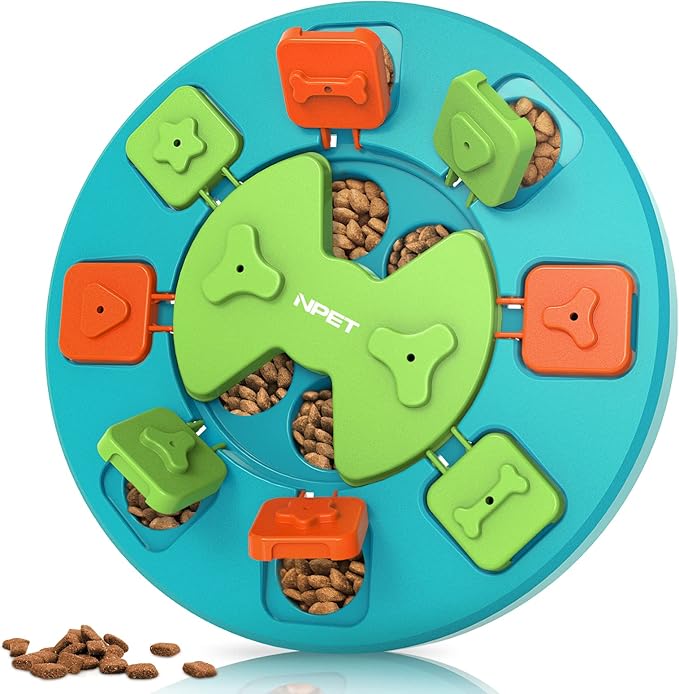 NPET Dog Puzzle Toy, Interactive Dog Enrichment Toys, IQ Training & Mental Enrichment Pet Toys for Small & Medium Dogs (Green, Level 2)