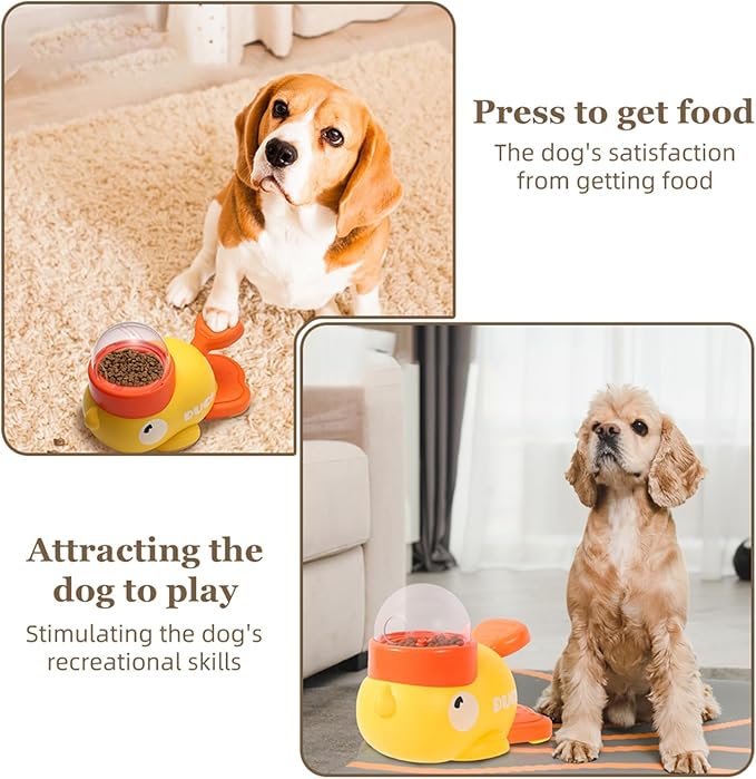Duck Cat Treat Dispenser, 2-in-1 Interactive Toy & Slow Feeder, Adjustable Food Openings with Non-Slip Suction Base, Feeder Puzzle Toy for Dogs & Cats